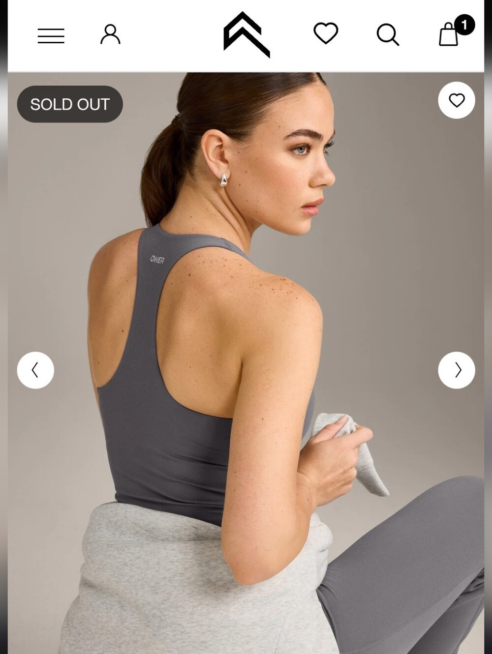 Oner ActiveSoftMotion Racer Back Tank Top with Built in Bra Shelf w/ Gray Logo